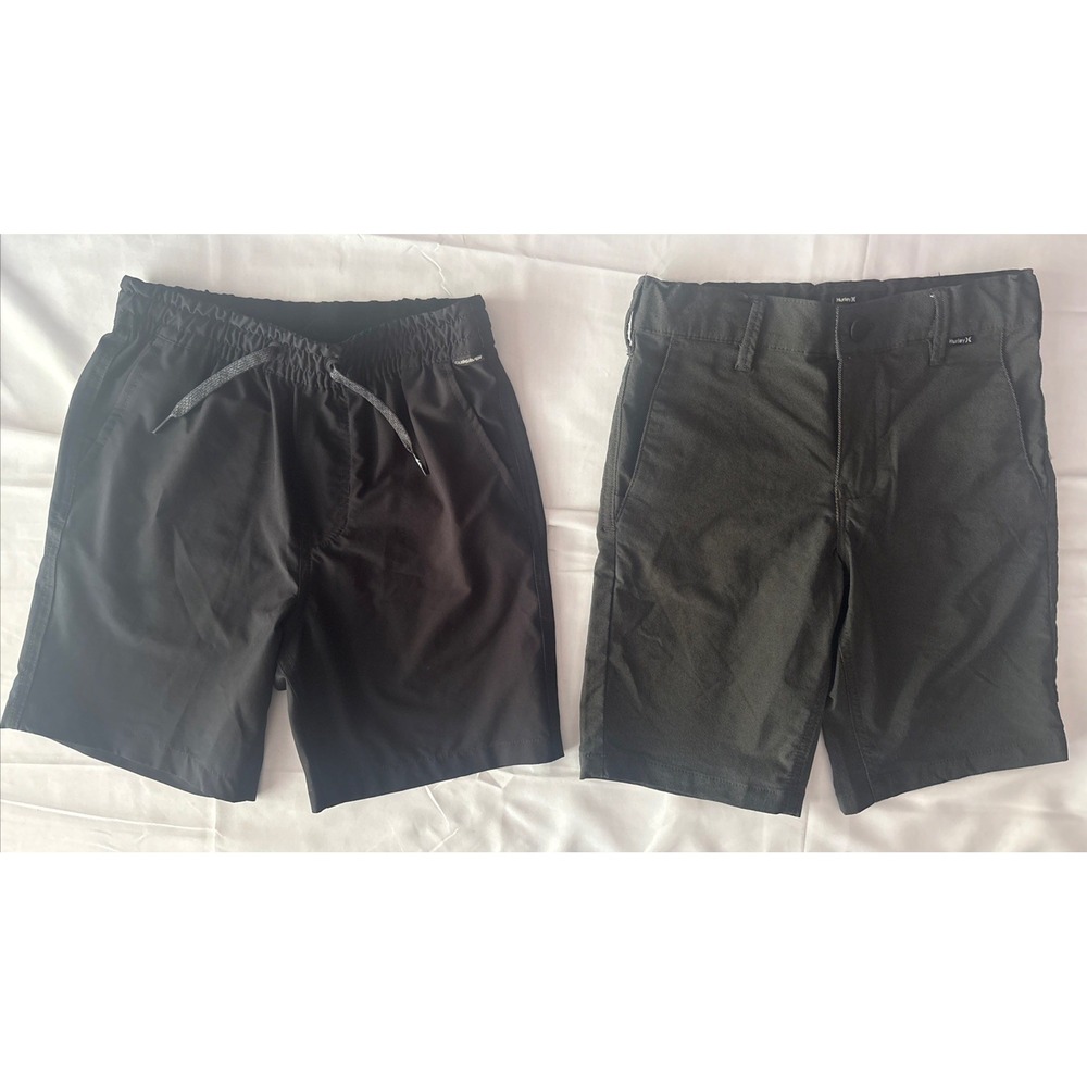 Quiksilver Hurley Boys Shorts Lot Size 8 Black Grey Relaxed Fit Chino Active
